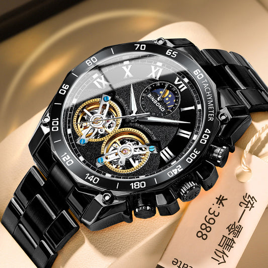 Double Men's Non-fully Automatic Machine Hollow Mechanical Watch Multi-function